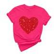 thumbnail image 1 of mihongmao Valentine Tops Women Casual Round Neck Short-sleeved Christmas Tree Printed T-shirt Hot Pink M, 1 of 6