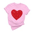 thumbnail image 1 of mihongmao Valentine Tops Women Casual Round Neck Short-sleeved Christmas Tree Printed T-shirt Pink S, 1 of 6