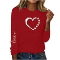 thumbnail image 1 of mihongmao Valentine Tops Women's Long-Sleeved Round Neck Pullover Casual Printed Fashion Top T-Shirt Red 3X, 1 of 5