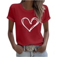 thumbnail image 1 of mihongmao Valentine Tops for Women Heart Print Short Sleeve Round Neck Top T-Shirt Red S, 1 of 5