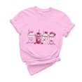 thumbnail image 1 of mihongmao Valentine Tops for Women Short Sleeve Women Casual Round Neck Short-sleeved Christmas Tree Printed T-shirt Pink XL, 1 of 6
