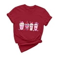 thumbnail image 1 of mihongmao Valentine Tops for Women Short Sleeve Women Casual Round Neck Short-sleeved Christmas Tree Printed T-shirt Wine XL, 1 of 6