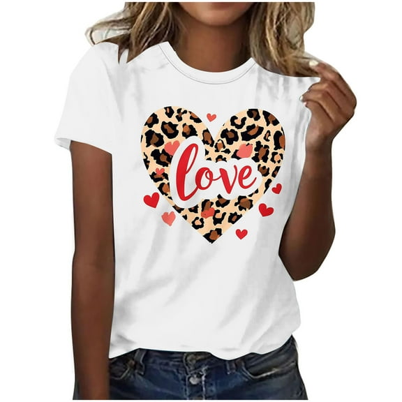 mihongmao Valentine Tshirt for Women Valentine's Day Printed Casual Short Sleeve Short Sleeve Crew Neck Top/shirt Multicolor 3X