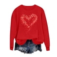 thumbnail image 1 of mihongmao Valentine's Day Plus Size Hoodies for Women's Round Neck Hoodless Valentines Day Casual Loose Sweatshirt Red 3X, 1 of 7
