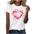 thumbnail image 1 of mihongmao Valentine's Hearts Pull On Tops for Women Round Neck Print Casual Print Short Sleeved Short Sleeved Round Neck Top/shirt White L, 1 of 4