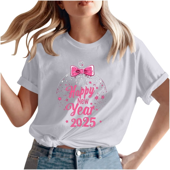 mihongmao Valentines Day Top for Women Lover Printed T-shirt Round Neck Short Sleeved White 3X