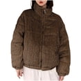 thumbnail image 1 of mihongmao Winter Clothes for Women Winter Fashion Woman Middle Length and Thickened Medium Length Stand-Up Collar Down Cotton Jacket Coat,Womens Plus Size Clearance $5 Coffee L, 1 of 4