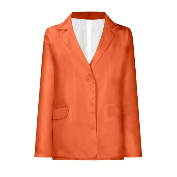 mihongmao Winter Coats for Women, New & trending Women's Casual Lightweight Blazer Open Front Lapel Long Sleeve Jacket Work Office Blazer for Daily/Work,2024 Clearance Orange S