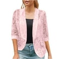 thumbnail image 1 of mihongmao Winter Jackets for Women, Up to 65% off! Women's Solid Color Small Suit Solid Color Casual Lace Jacket,Womens Plus Size Clearance $5 Pink S, 1 of 1