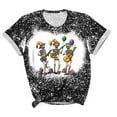 thumbnail image 1 of mihongmao Women's Mardi Gras Party Tee Women's Round Neck Print Casual Print Short Sleeved Short Sleeved Round Neck Top/shirt Black L, 1 of 6