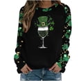 thumbnail image 1 of mihongmao Women's Saint Patrick's Day T Shirts Women Fashion St. Patrick's Day Casual Printed Round Neck Loose Long Sleeve Capless Sweatshirt Top Black XL, 1 of 5