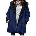 thumbnail image 1 of mihongmao Womens Coats and Jackets Clearance Womens Fashion Fashion Womens Warm Faux Coat Jacket Winter Button Solid Long Sleeve Outerwear,Womens Plus Size Clearance $5 Blue XXL, 1 of 4