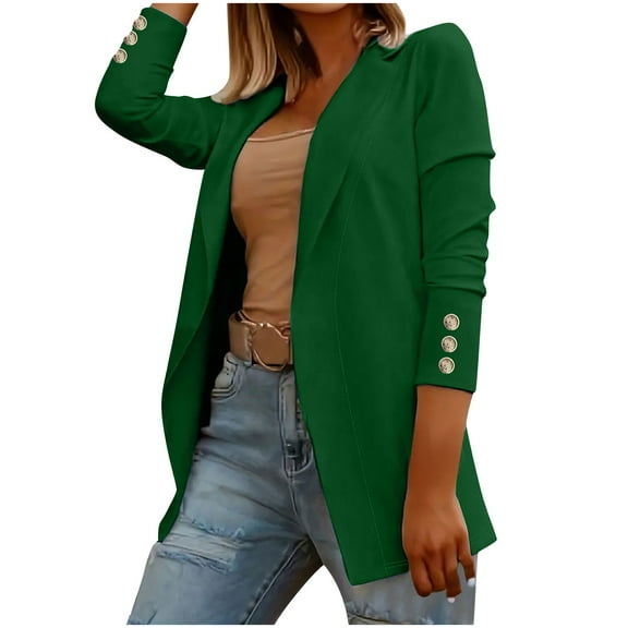 mihongmao Womens Coats Plus Size Clearance Womens Casual Solid Suit Jacket Tops,Womens Tops Plus Size Green XXL