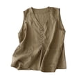 thumbnail image 1 of mihongmao Womens Coats Warm Winter Women's Denim Linen Waistcoat Trend Casual Denim Sleeveless Cardigan,Womens Tops Plus Size Khaki L, 1 of 9