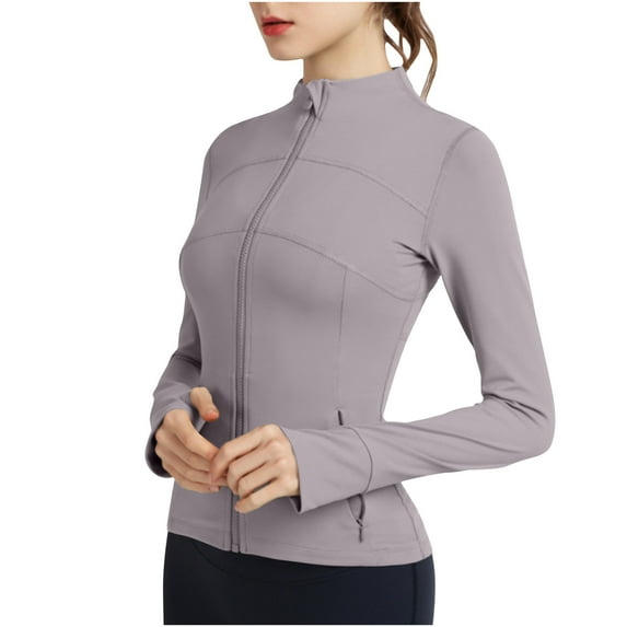 mihongmao Womens Fall Fashion 2024 Women's Round Neck Solid Color Loose Casual Sports Sun Proof Long Sleeved Jacket/jacket Sports Long Sleeved Hooded Casual Jacket/jacket,Womens Tops Plus Size Gray L