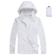 thumbnail image 1 of mihongmao Womens Fashion Winter Coats for Women Rain Jacket Womens with Hood Windbreaker Jackets Sun Hoodie Light Raincoats with Storage Bag,Womens Tops Plus Size White XXL, 1 of 2