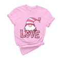 thumbnail image 1 of mihongmao Womens Plus Valentine Tops Women Casual Round Neck Short-sleeved Christmas Tree Printed T-shirt Pink M, 1 of 6