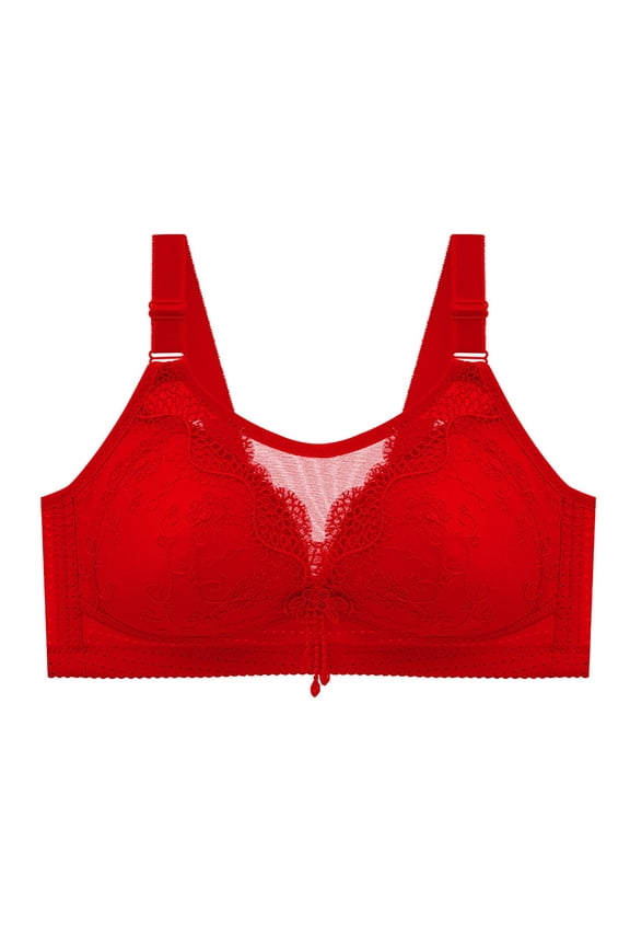 Womens Sports Bras Nursing Bras for Pumping Woman's Comfortable Lace Breathable Bra Underwear No Rims Red S