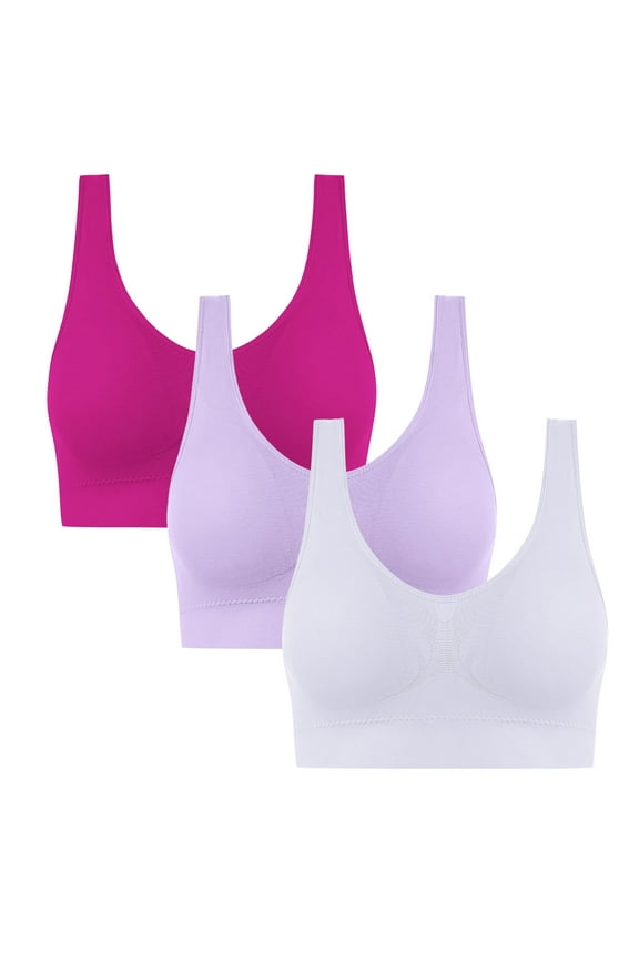 Womens Sports Bras Plus Size Bras Ladies Traceless Comfortable 1piece No Steel Ring Breathable Gathering Bra Woman Underwear Hot Pink XL