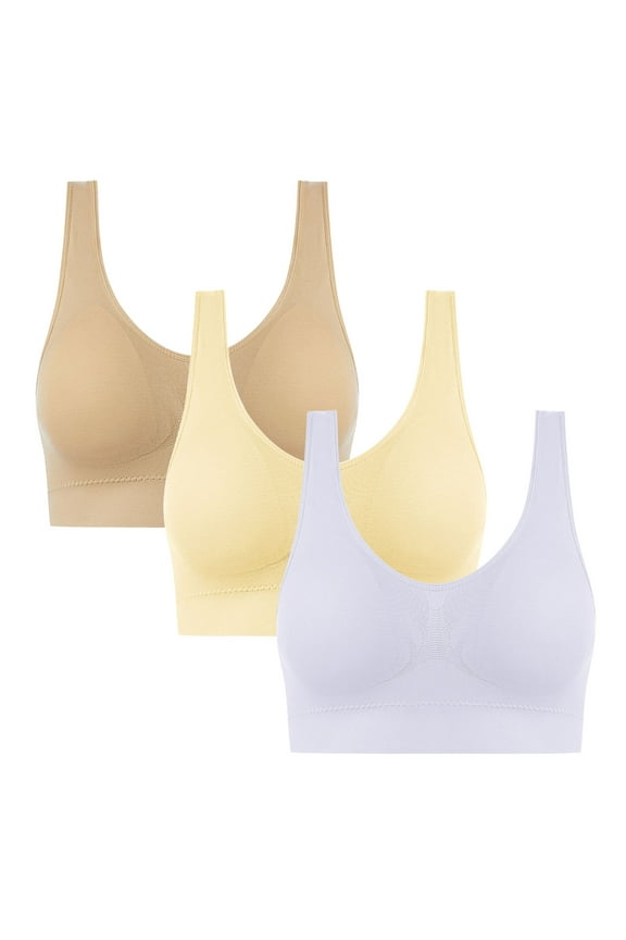 Womens Sports Bras Plus Size Bras Ladies Traceless Comfortable 1piece No Steel Ring Breathable Gathering Bra Woman Underwear Khaki S