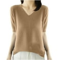thumbnail image 1 of mihongmao Womens Tops Plus Size Women's Knitted Sweater Base Shirt Short Sleeved V-Neck Fashionable Top, 1 of 3
