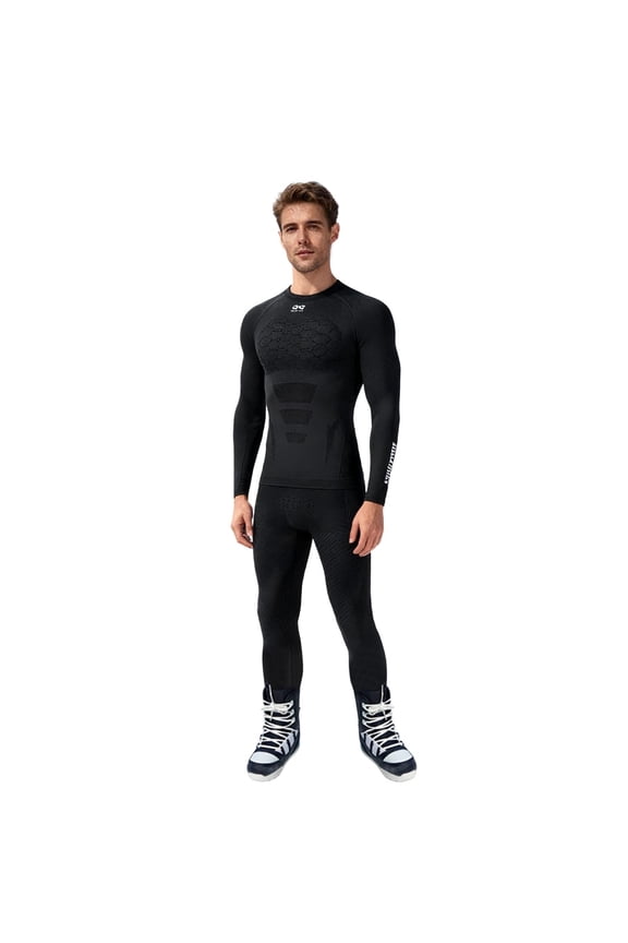 Y2k Outfits for Men Skiing QuickDrying Winter Outdoor Cycling Running Hiking Sports Functional Reduce Base Layer Thermal Underwear Set Black M