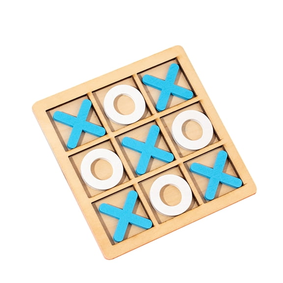 miiqiii Wooden Tic Tac Toe Game Mini Board Game XO Chess Board Family Toys Birthday Party Favors, Goody Bag Stuffers(Sky Blue)