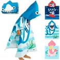 thumbnail image 1 of mijaja Kids Bath and Beach Hooded Towel Cartoon Wrap,24" x 48", Light blue Shark, 1 of 9