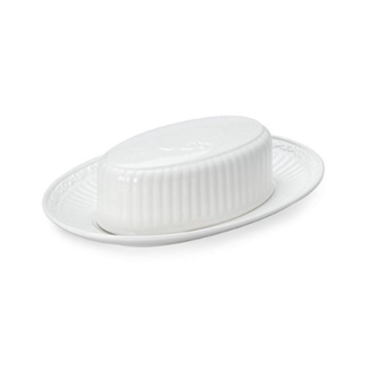 White Ceramic Rectangular Covered Butter Dish