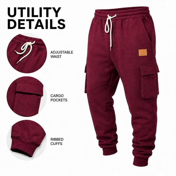 mikdeno Men's lightweight fleece Cargo Jogger Sweatpants, Sizes S-3XL