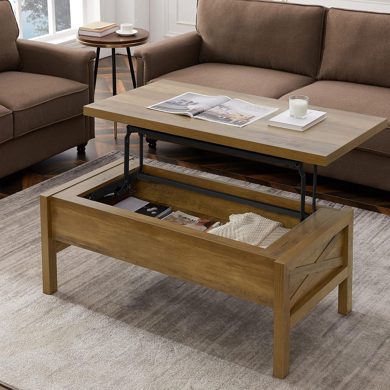 Lift Compartment mikibama Lift Top Coffee Table 43.3 Inch Coffee Table with Storage ...