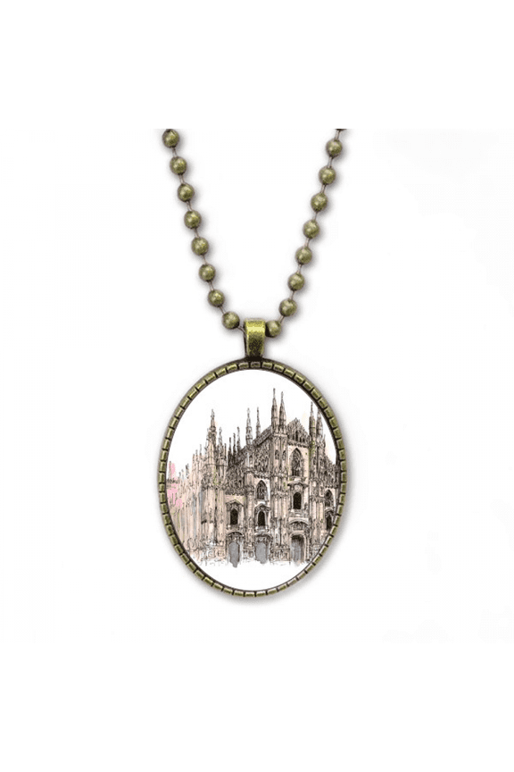 milan cathedral in milan italy necklace vintage chain bead pendant jewelry collection