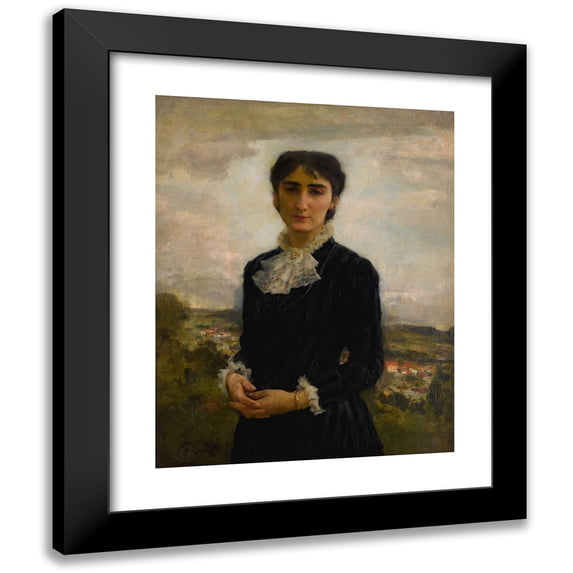 Émile Friant 12x14 Black Modern Framed Museum Art Print Titled - Young Girl Portrait