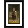thumbnail image 1 of Émile Munier 12x18 Black Ornate Wood Framed Double Matted Museum Art Print Titled - The Flower Girl (1889), 1 of 5