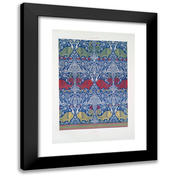 Émile Prisse d'Avennes 11x14 Black Modern Framed Museum Art Print Titled - Arabesques; Float Kept at the ‘Utrecht Museum (14th Century) (1877)