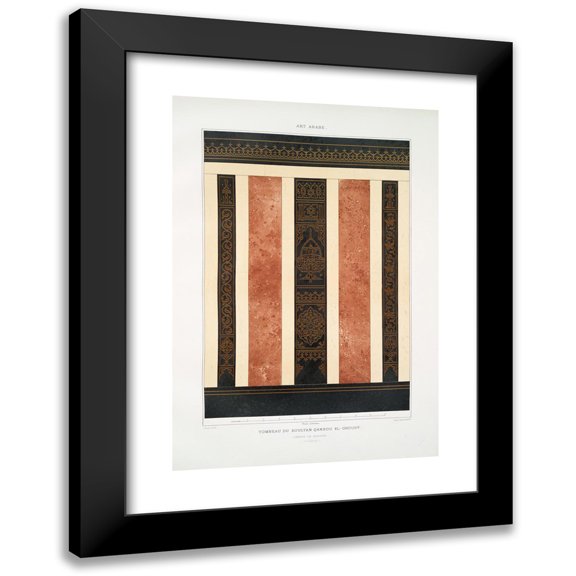 Émile Prisse d'Avennes 11x14 Black Modern Framed Museum Art Print Titled - Tomb of Soultan Qansou El-Ghoury. XVI Marble Paneling. Century) (1877)