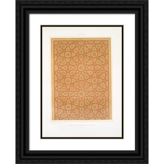 Émile Prisse d'Avennes 11x14 Black Ornate Wood Framed Double Matted Museum Art Print Titled: Mimbar of the Mosque of El Nesfy-Qeycoun (14th Century); 4 (1877)