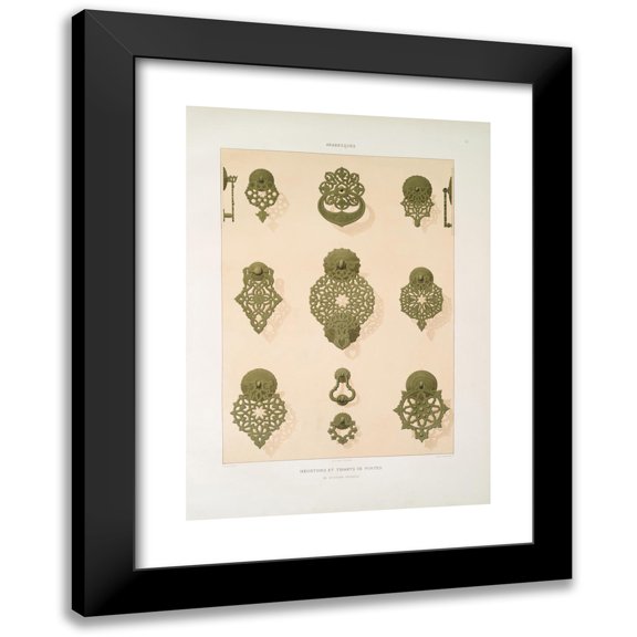 Émile Prisse d'Avennes 18x24 Black Modern Framed Museum Art Print Titled - Arabesques; Heus and Tires of Doors of Various Agens (1877)