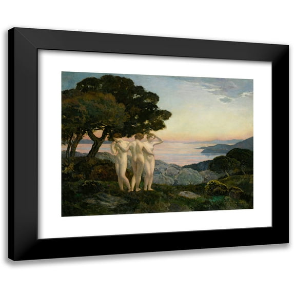 Émile-René Ménard 24x19 Black Modern Framed Museum Art Print Titled - The Three Graces (1923)