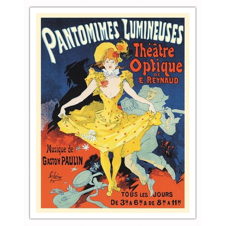 Émile Reynaud’s Pantomines Lumineuses at The Théâtre Optique Paris - Vintage Film Movie Poster by Jules Chéret c.1892 - Fine Art Matte Paper Print (Unframed) 11x14in