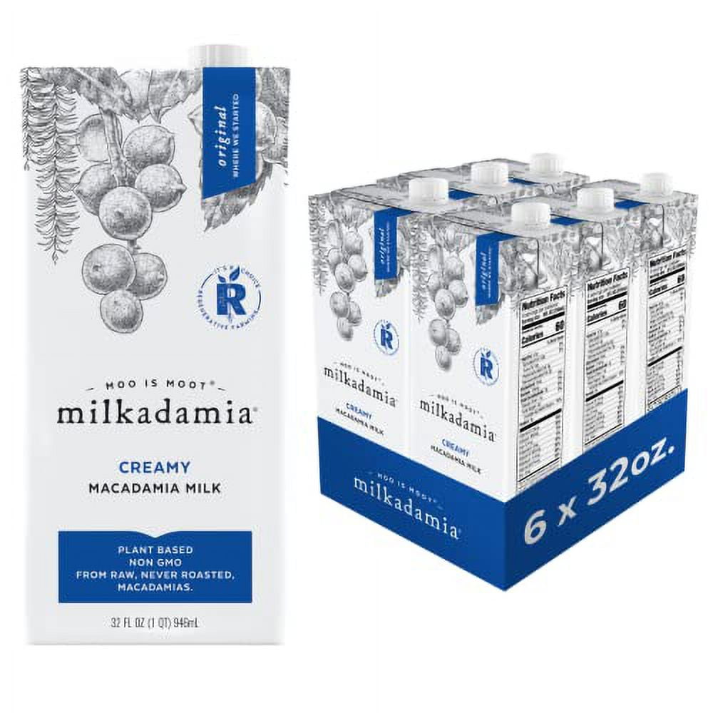 milkadamia Macadamia Milk Creamy 32 Fl Oz (Pack of 6) Lactose