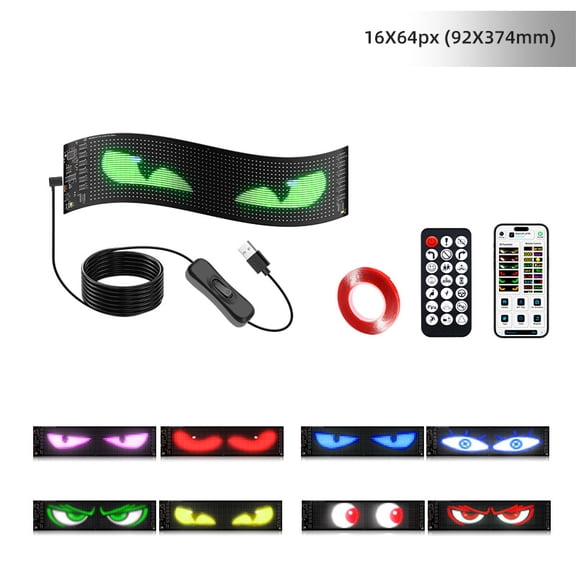 millions-Autoparts 1PC Devil Eyes Light for Cars 23.62"x4.72" led eyes for truck windshield with App Control