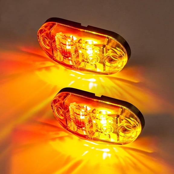 millions-Autoparts 4Pack 2.5'' Dual-Color LED Side Marker Lights Red & Amber 2-in-1 Clearance Tail Indicator Lamps for Truck, Trailer, RV, Waterproof 12V Universal Running Lights