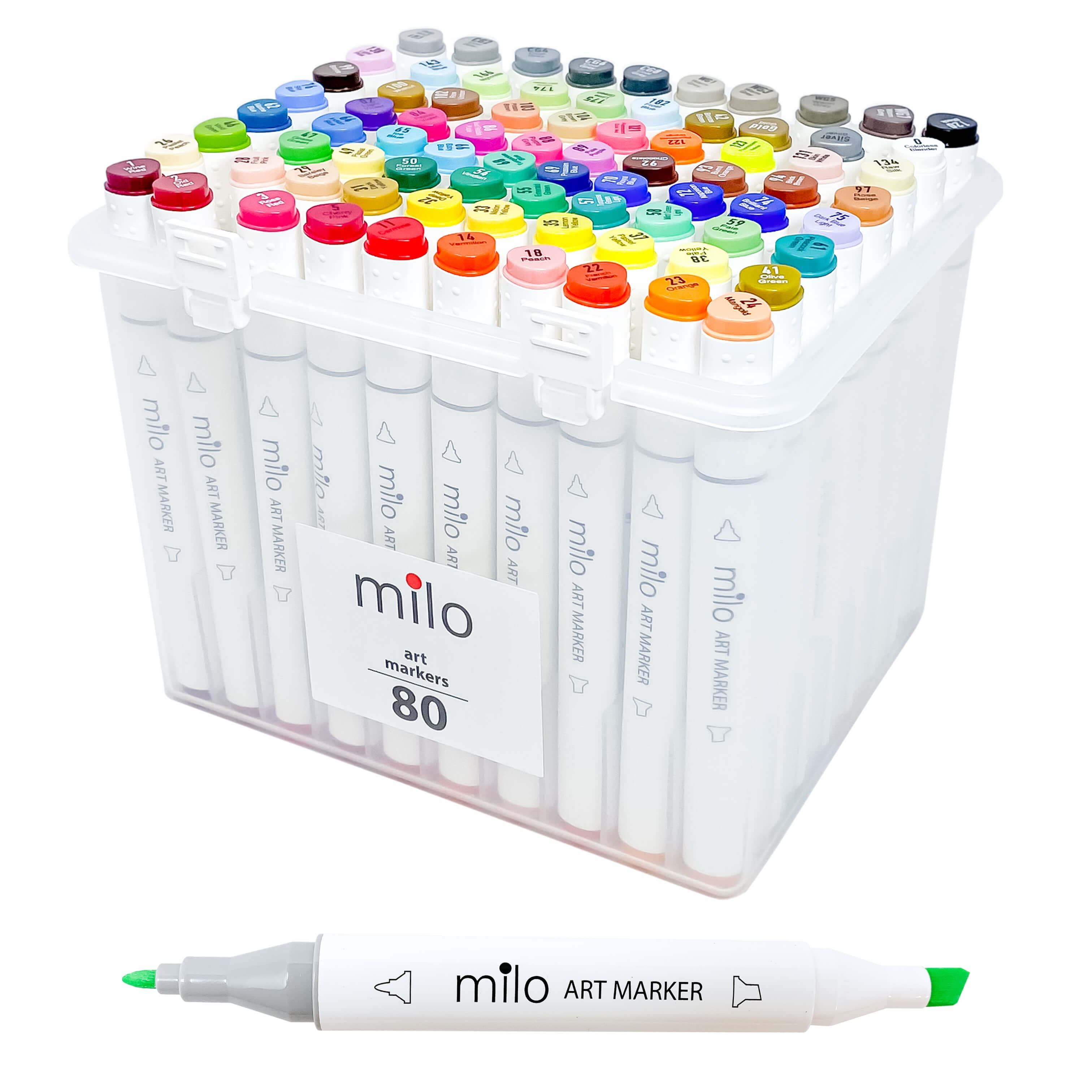 MILO  24 Art Marker Set Dual Tip Alcohol Based Brush Chisel Markers – Milo  Art Supplies
