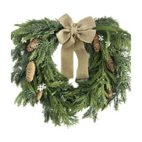 mimilili Artificial Pine Wreath with Pinecones and Decorative Bow for Indoor Outdoor Holiday Home Wall Door Decoration Seasonal Display Christmas Ornaments