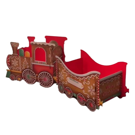 mimilili Christmas Presents Trains Santa Gift Train Set Holiday Cheer Delivery Whimsical Gingerbread Design Gift & Candy Holder Holiday Party Centerpiece