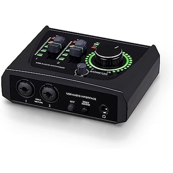 mini 2 Channel USB Audio Interface for Recording, Streaming and Podcasting, with XLR/48V Phantom Power,Studio Quality Audio Interface for Guitarist, Vocalist, Podcaster or Producer$$Music