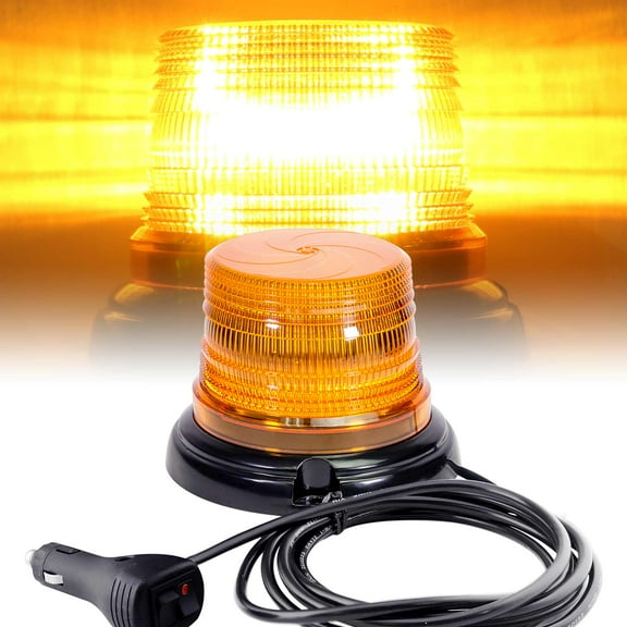 mini-AURA 4" 4W LED Beacon Warning Strobe Light [SAE Class 3] [38 Flash/Rotate Patterns] [9' Cigarette Lighter Adapter] Warning Emergency Vehicle Lights for Cars & Trucks - Amber