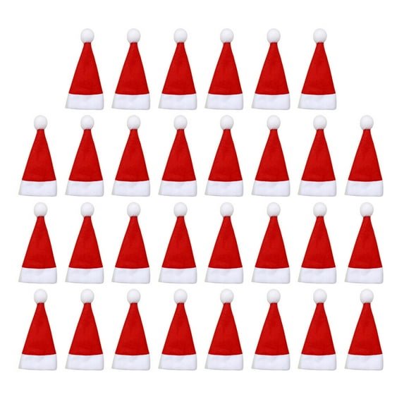 mini Santa Claus hat 30 Pcs Cutlery Bags Christmas Hat Bottle Covers Fork Organizers Silverware Holders Party Supplies for Home Restaurant(5.12X2.36X0.39Inch)