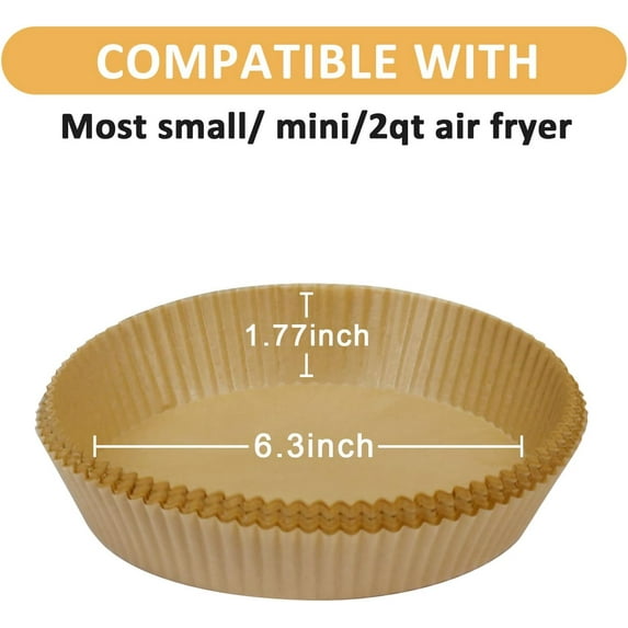 mini air fryer liners for 2qt air fryer, 100 pcs non-stick air fryer parchment paper pads air fryer liners compatible with ninja af080 mini, cosori 2.1, instant vortex 2-qt, chefman small
